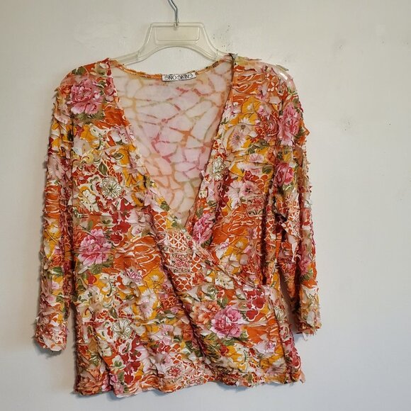 SNO SKINS  Floral V-neck Mock Wrap Exta Large Made in USA - Picture 16 of 16